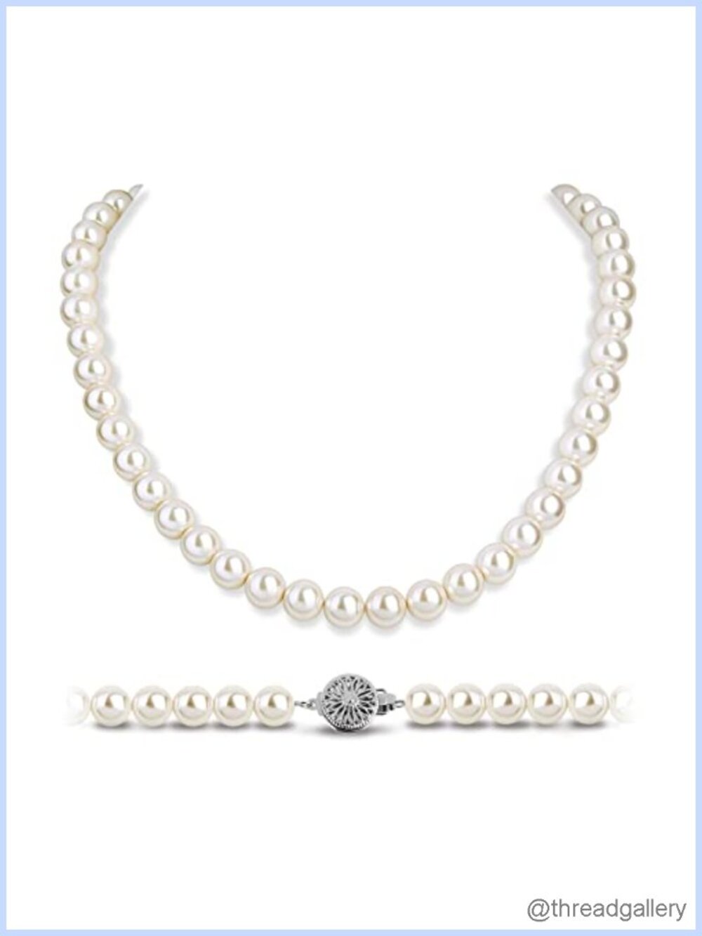 Pearl Strand Necklace 8mm 10mm Simulated Pearl Silver Clasp Wedding